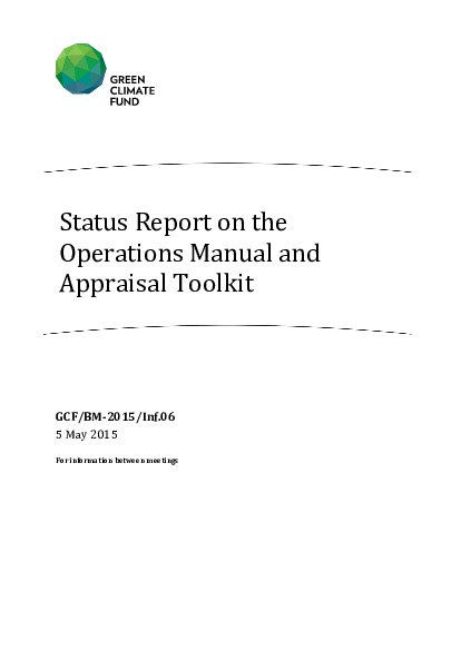 Download Status Report on the Operations Manual and Appraisal Toolkit Document cover for Status Report on the Operations Manual and Appraisal Toolkit