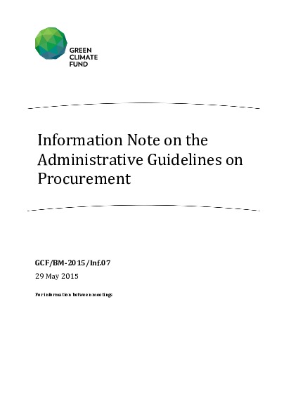 Document cover for Information Note on the Administrative Guidelines on Procurement