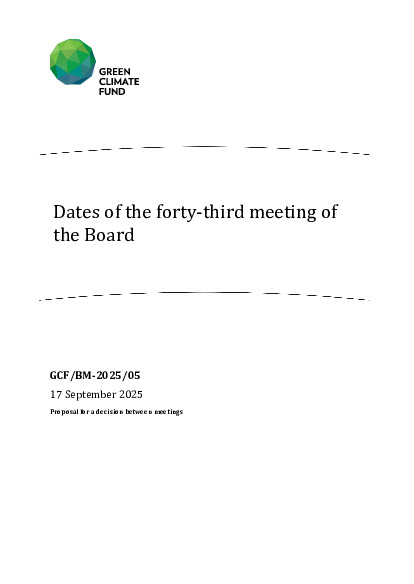 Download Dates of the forty-third meeting of the Board Document cover for Dates of the forty-third meeting of the Board