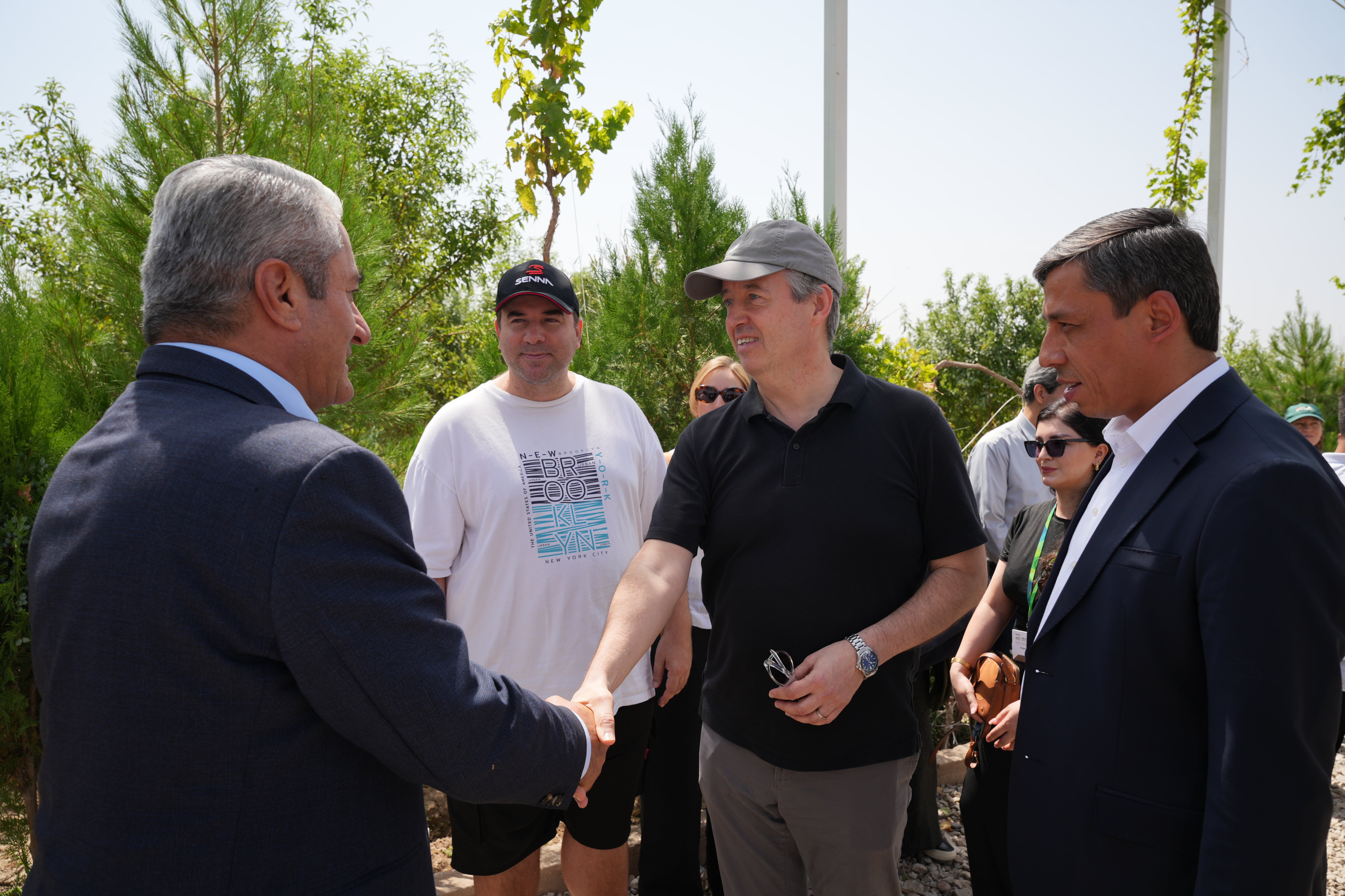 Thomas Eriksson, Director of Eastern Europe, Central Asia and the Middle East (centre), with local partners at the project visit in Dangara, Tajikistan
