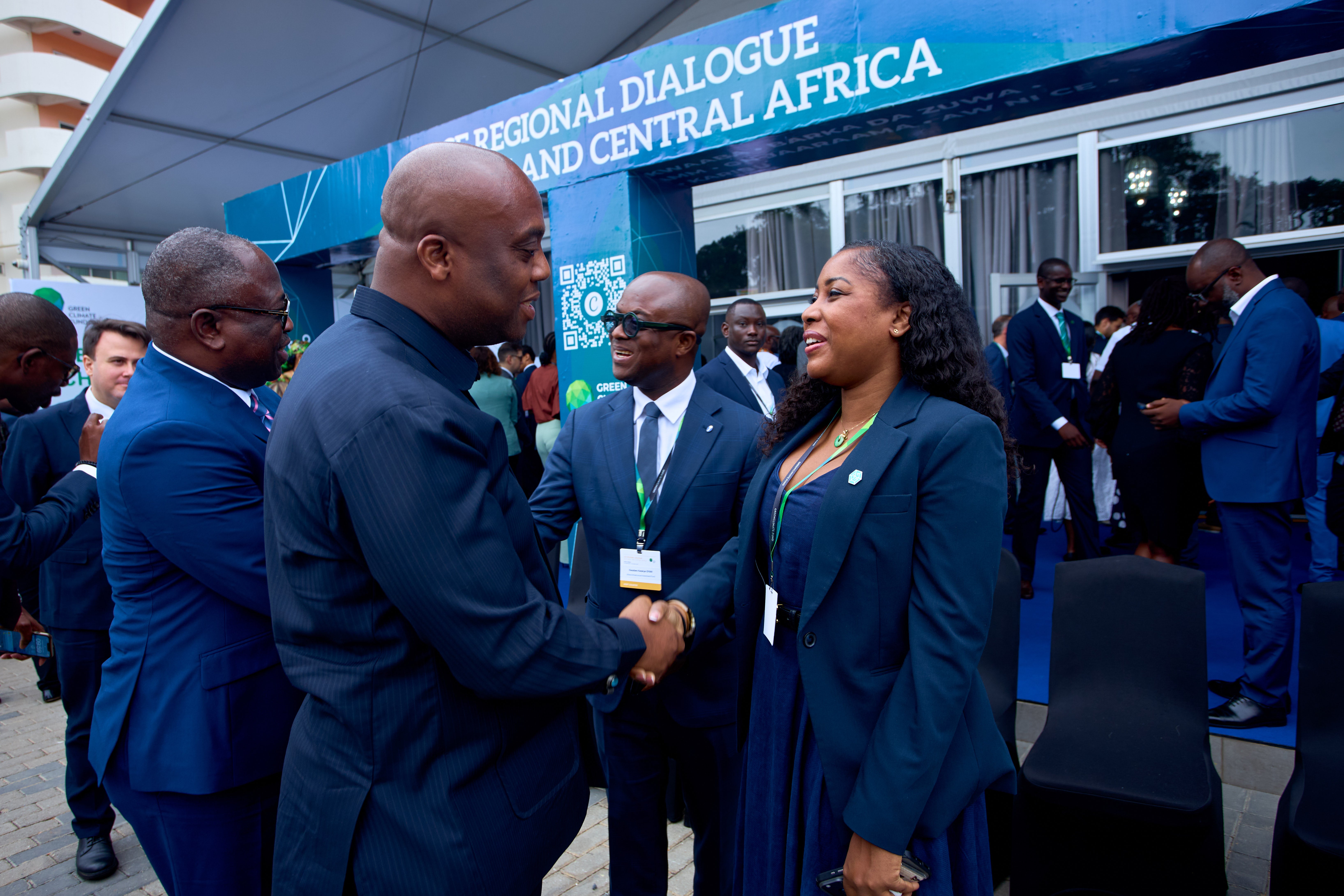Participants at the GCF Regional Dialogue with West and Central Africa greeting each other