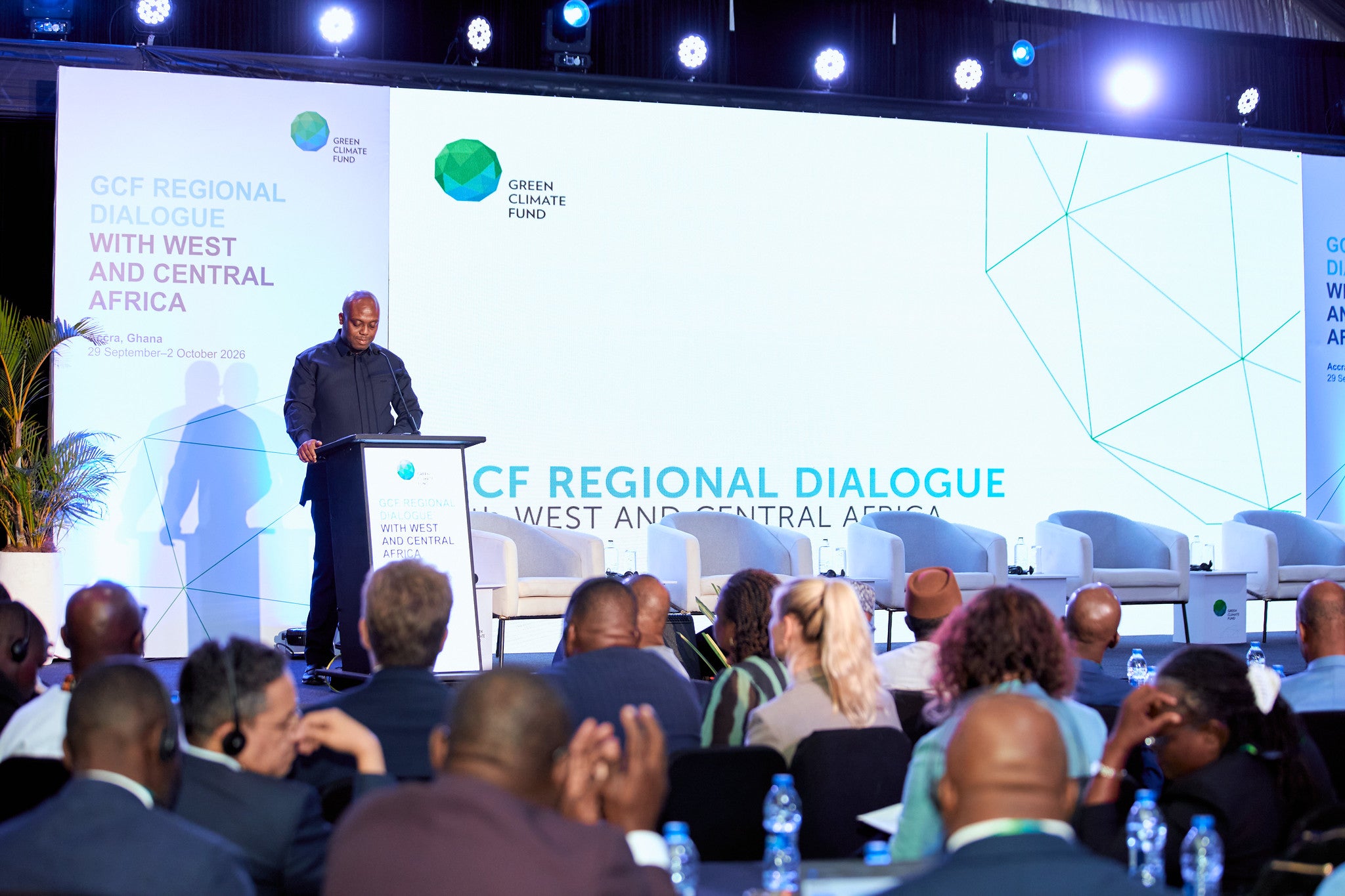 Speaker on stage at the Regional Dialogue with West and Central Africa