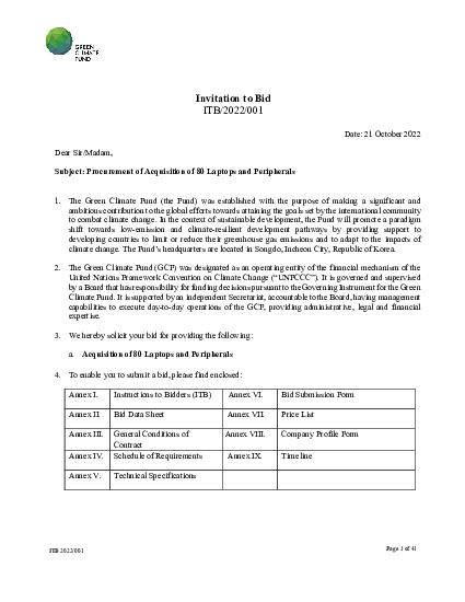 Download Procurement of Acquisition of 80 Laptops and Peripherals