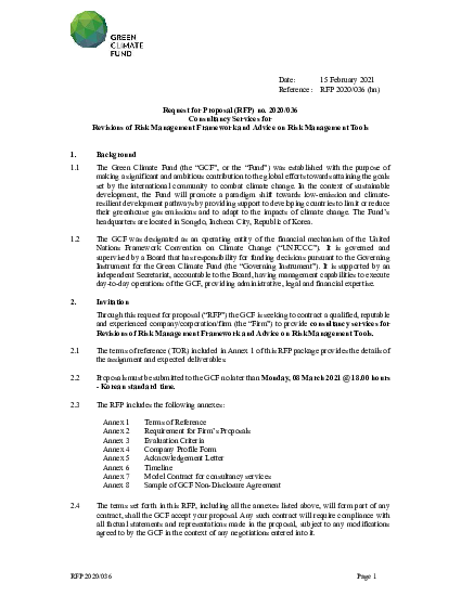 Download Consultancy services for Revisions of Risk Management Framework and Advice on Risk Management Tools (re-advertised)