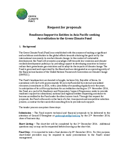 Download Readiness Support to Entities in Asia Pacific seeking Accreditation to the Green Climate Fund