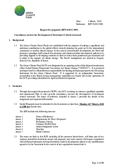 Download Provision of Consultancy Services for Development of Investment Criteria Scorecard