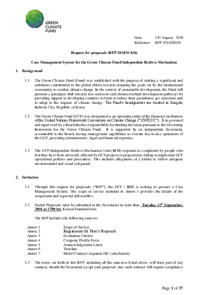 Download Case Management System for the GCF IRM