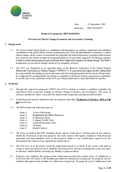 Download Provision of Climate Change Economics and Governance Training