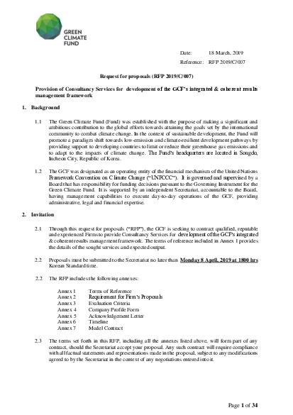 Download Provision of Consultancy Services for Development of the GCF’s Integrated and Coherent Results Management Framework