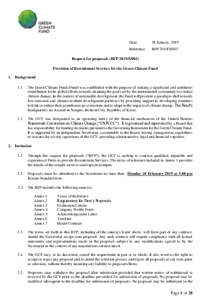 Download Provision of Recruitment Services for the Green Climate Fund