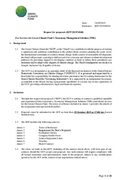 Download Services for Green Climate Fund’s Taxonomy Management Solution (TMS)