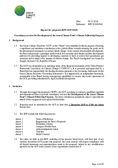 Download Development of the Green Climate Fund’s Climate Fellowship Program