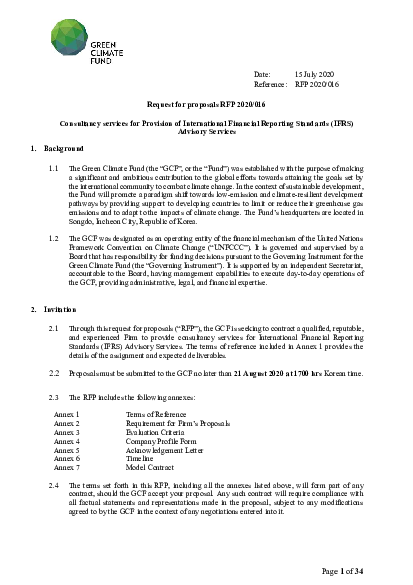 Download Consultancy services for Provision of International Financial Reporting Standards (IFRS) Advisory Services