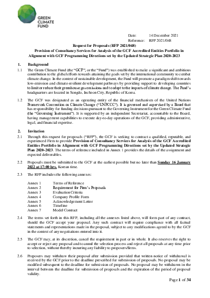 Download Consultancy Services for Analysis of the GCF Accredited Entities Portfolio Aligned with GCF Programming Directions set by the Updated Strategic Plan 2020-2023
