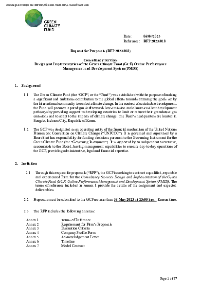 Download Consultancy Services  Design and Implementation of the Green Climate Fund (GCF) Online Performance Management and Development System (PMDS)