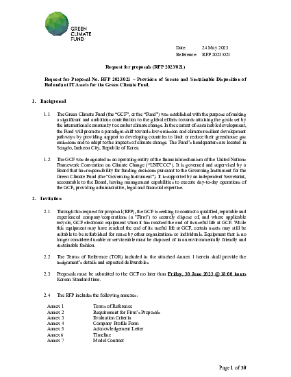 Download Provision of Secure and Sustainable Disposition of Redundant IT Assets (ITAD)