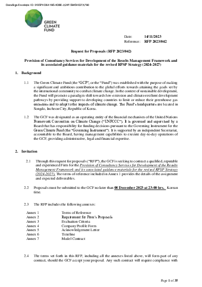 Download  Consultancy Services for Development of the Results Management Framework and its associated guidance materials for the revised RPSP Strategy (2024-2027)