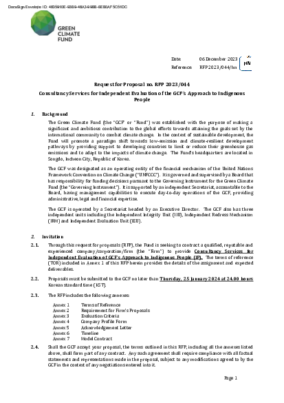 Download Consultancy Services for Independent Evaluation of the GCF’s Approach to Indigenous People