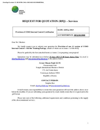 Download RFQ 2023-008 Provision of one (1) session of COSO Internal Control On-Site Training Package