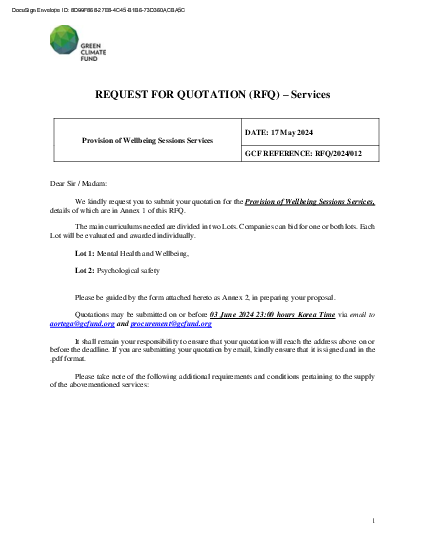 Download Provision of Wellbeing Sessions Services