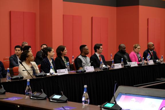 Representatives from the Accredited Entities and governments at the hybrid signing ceremony that took place on the sidelines of GCF’s 38th Board meeting in Kigali, Rwanda.