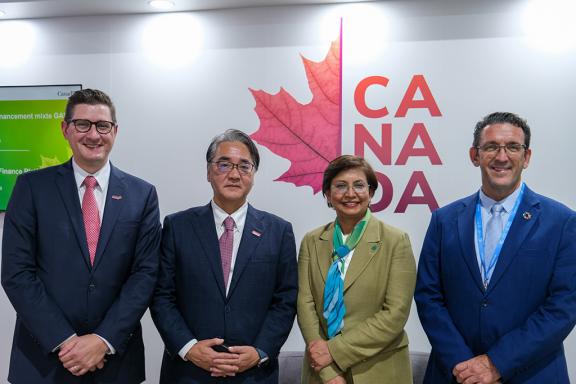 GCF Private Sector Facility Director Kavita Sinha (second right) with MUFG, FinDev and Climate Fund Managers at the GAIA launch. Photo: GCF / Brylle James Galang