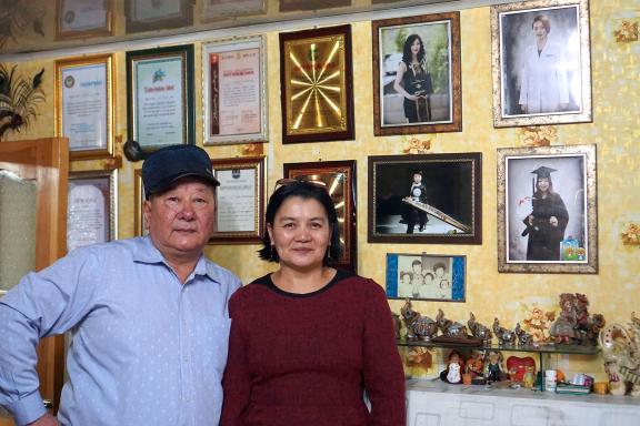 Otgonkhuu and his wife, Otgonbayar, are proud of the accomplishments of their children. Photo: GCF/Angeli Mendoza
