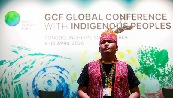 An Indigenous prayer from Malaysian Borneo was part of the conference’s opening session. Photo credit: GCF
