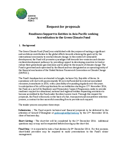 Download Readiness Support to Entities in Latin America and the Caribbean seeking Accreditation to the Green Climate Fund